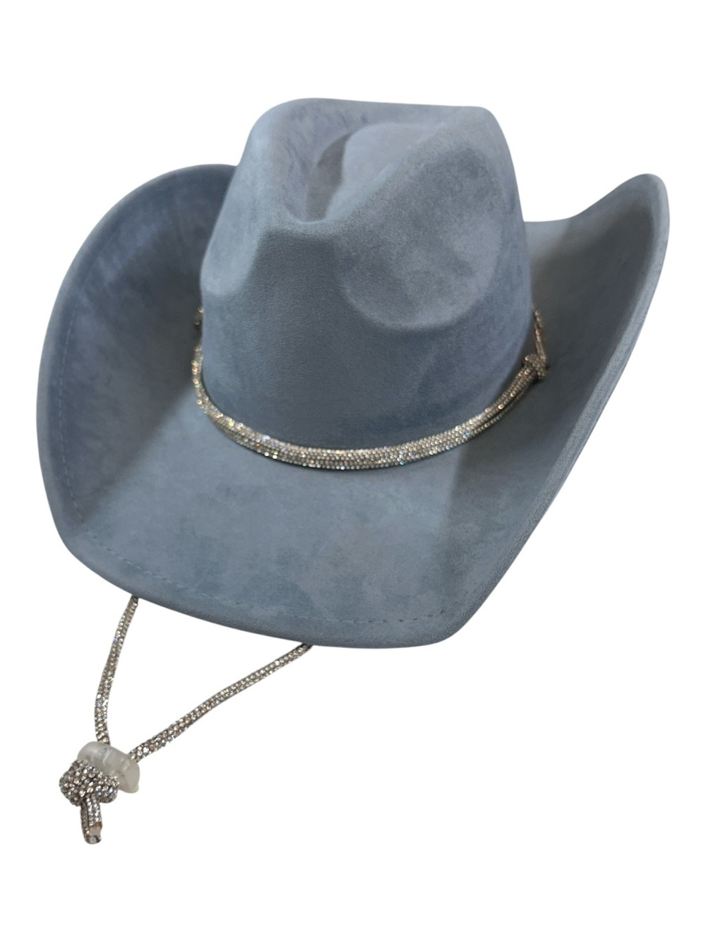 Light Blue Rhinestone Trim Cowboy Hat